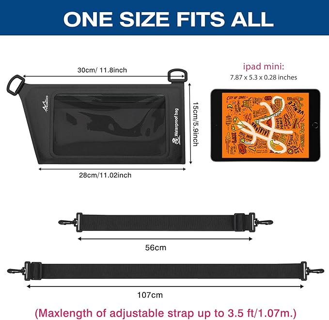MoKo Waterproof Phone Pouch Wallet Bag, IPX8 Adjustable Sling Chest Crossbody Bag for Men Women Nylon Water-Resistant Dry Bag Case for Water Sports Boating Fishing Cycling Snorkeling Kayaking Beach
