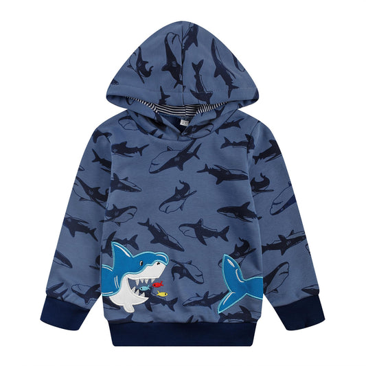 Akyzic Baby Boys Shark Hoodie Sweatshirt Toddler Long Sleeve Cotton Pullover Shirts Kids Winter Warm Sweater Tops shark-8222-6T