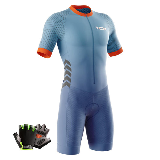 VOXCAUTQ Men's Cycling Skinsuit,Triathlon Suit Men,Trisuit for Swimming, Cycling, Running, Duathlon (Typ-7,L)