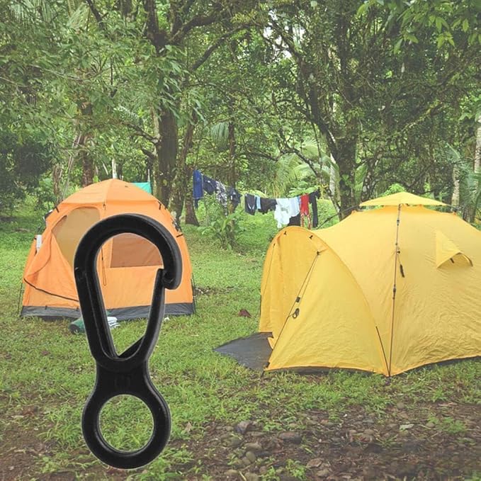 10 Pcs Black Plastic Snap for Lights Hanging to Canopy Clip Hook Camping Carabiner Buckle Multifunction Snap Hook Camping Equipment Tent Buckle Clips Tent Hooks Outdoor Tent Accessories