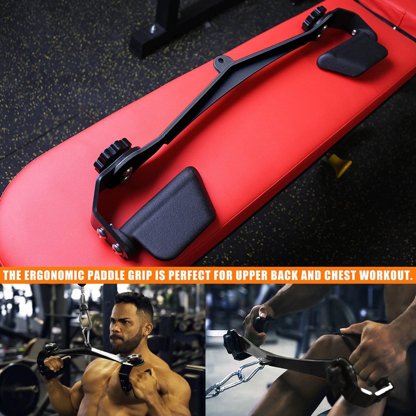 Home Gym Fitness Spreader Bar, Multi-Grip Wide Lat Pull Down Bar, Neutral Grip Handle, Lat Pulldown Attachments Long Bar for Cable Pulley System Machine, T-bar Row Landmine Attachment (SP-B03)