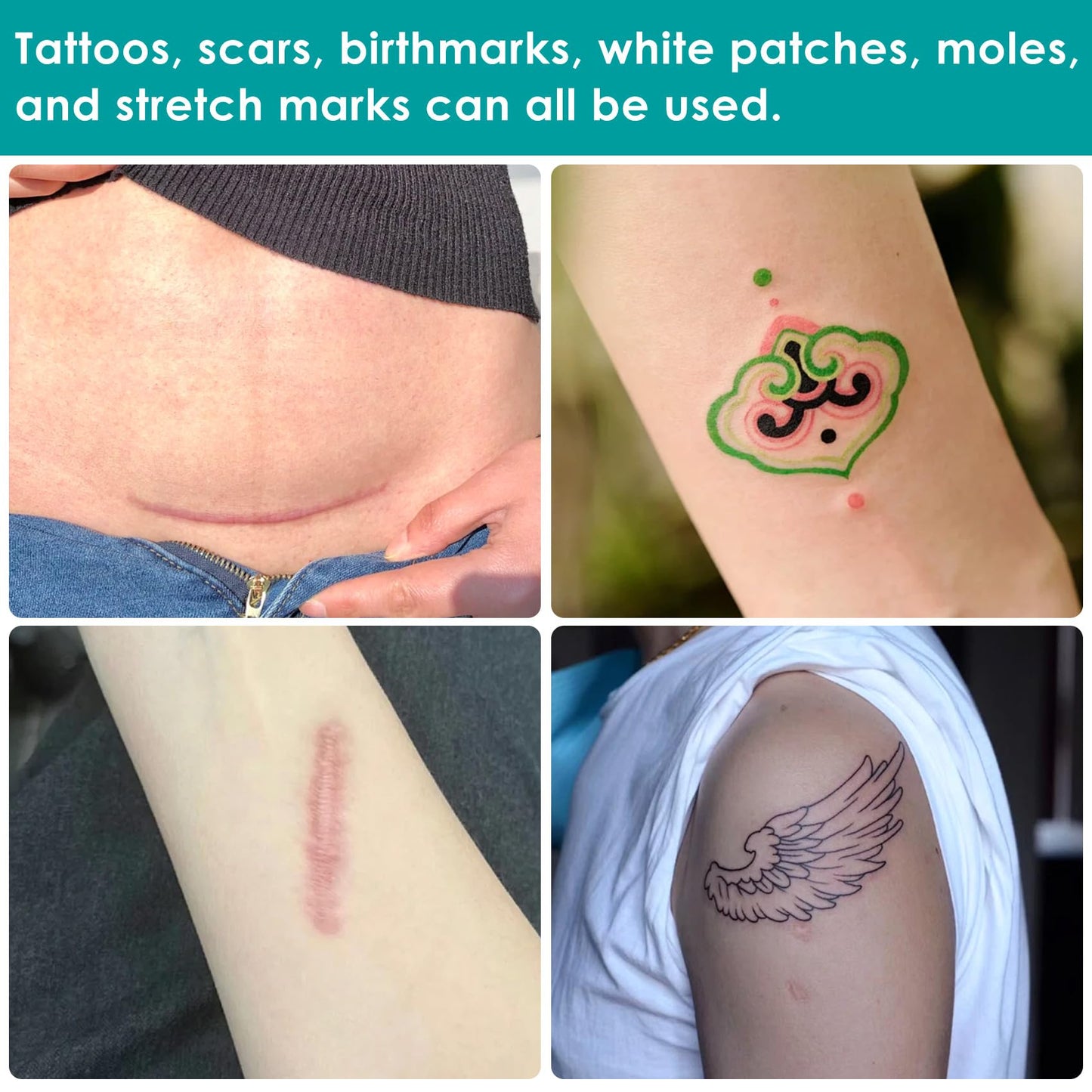 ANCIRS 4pcs Tattoo Cover Up Patch, Invisible Breathable Scar Patch, Waterproof Sweatproof Concealer Makeup Sticker, Skin Cover Up Pad for Tattoo, Scar, Birthmarks, Dark Spots (Yellow Skin)