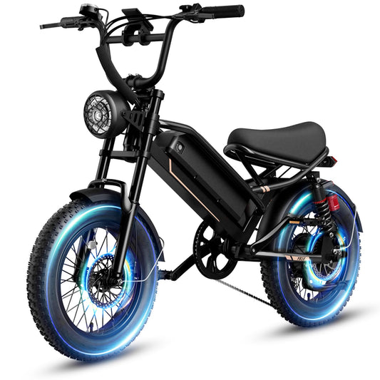 Electric Bike for Adults, 1500W/2000W Peak Motor, 28/32MPH, Max 55-80 Miles, 16"/20" Fat Tire Dirt Bike Motorcycle for Teens, 48V 20AH Battery with Hydraulic Brake & Cruise Control for All-Terrain