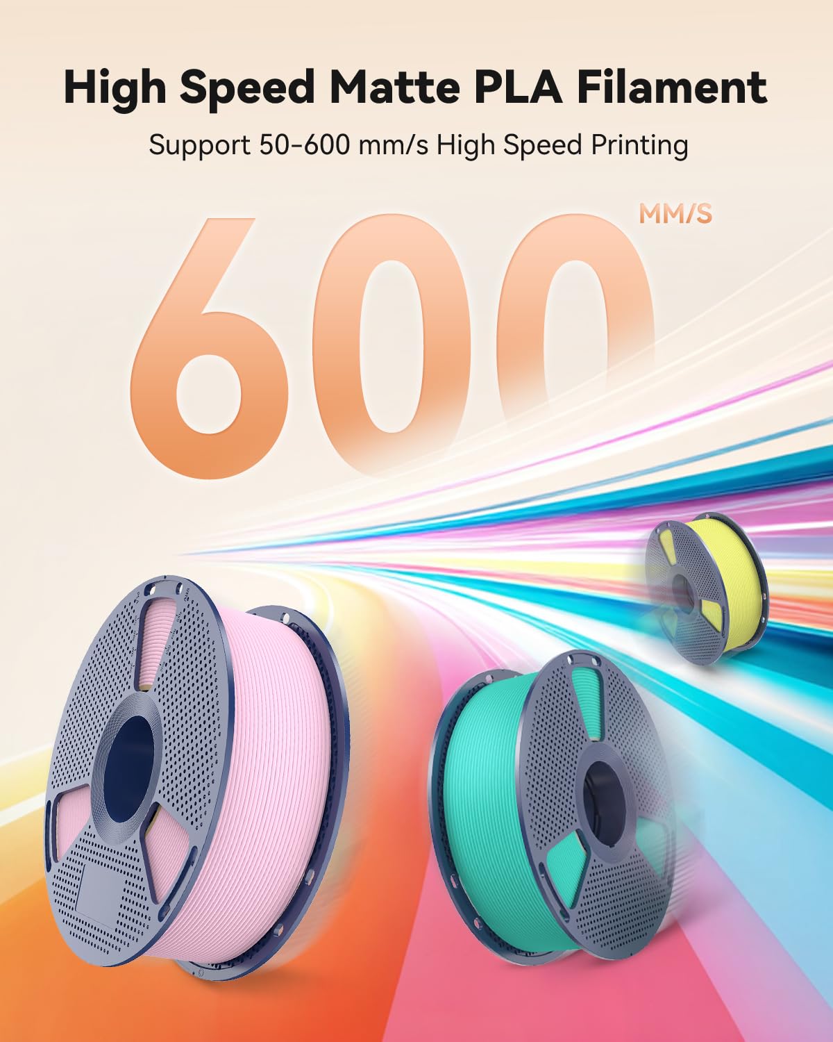 SUNLU High Speed Matte PLA Filament, Up to 600mm/s Fast 3D Printer Filament, Smooth Matte PLA Filament Fits Most FDM 3D Printers, 1KG Reusable Spool, Matte White