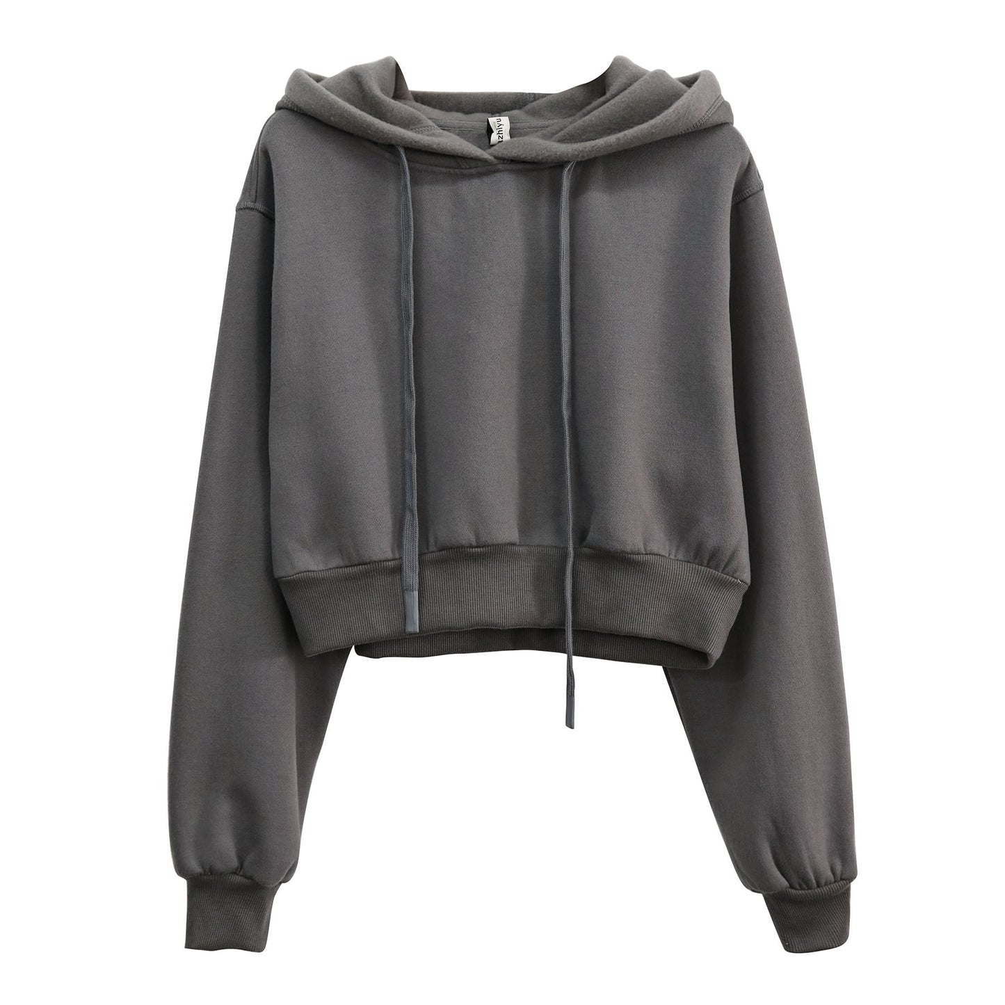 Amazhiyu Womens Fleece Pullover Cropped Hoodies Casual Drop-Sleeve Crop Top Winter Ash, XX-Large