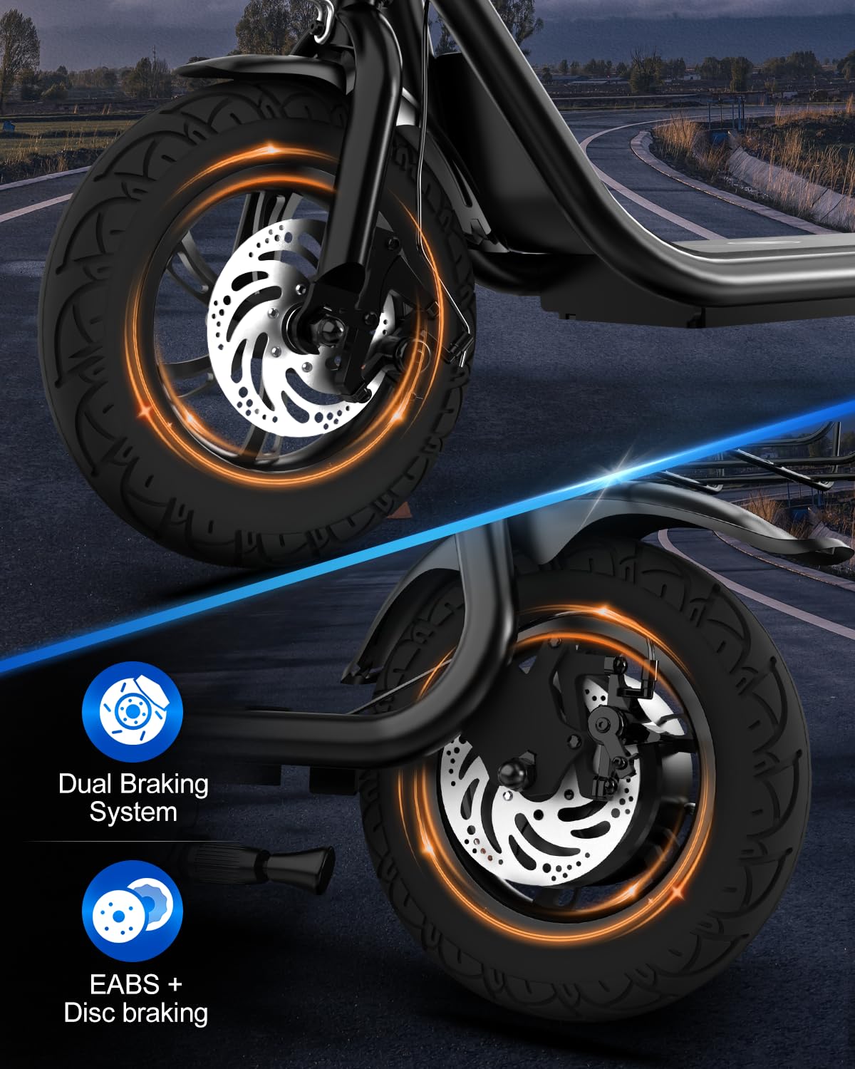 Electric Scooter with Seat ZD06, 800W Peak Motor, 20 Mile Range & 15.5 Mph, Key Start, Foldable E-Scooter with Carry Basket for Pets & Cargo, Electrically-Powered Motor Scooters