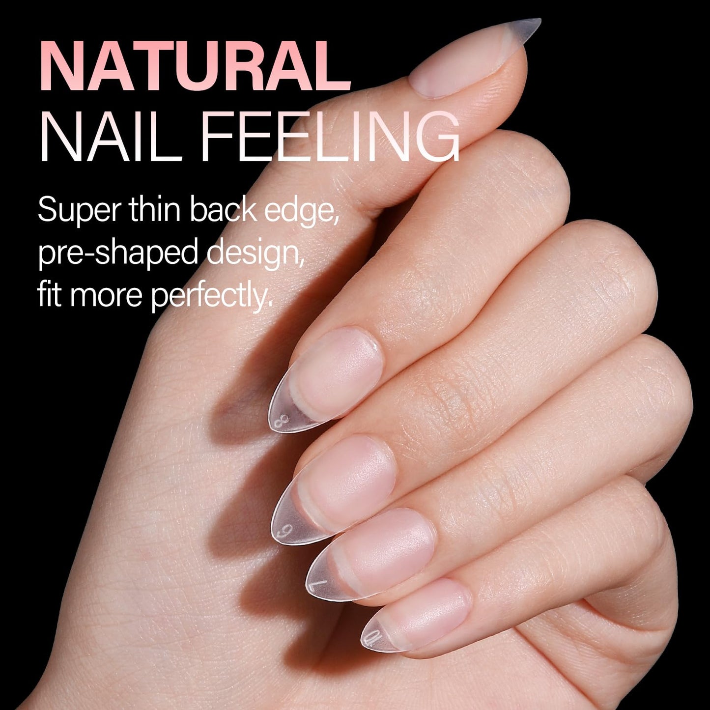 AILLSA Short Almond Nail Tips with Box, 15 Sizes Press On Gel Nail Tips Double Matte Pre-Buffed Almond Shaped Nails Tips Soft Full Cover Clear False Nail Tips for Nail Extension, 240PCS