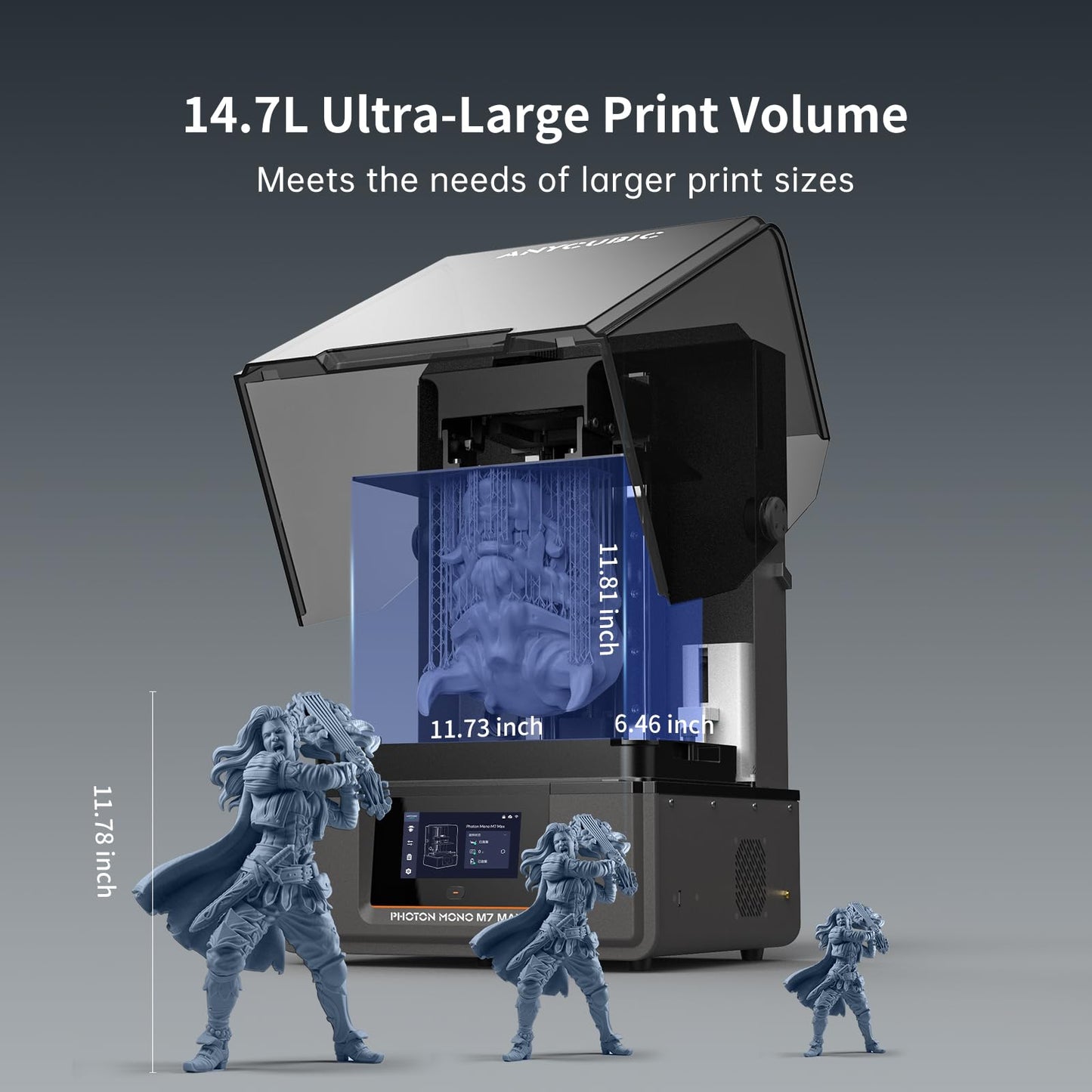 ANYCUBIC Resin 3D Printer, Photon Mono M7 MAX 13.6-inch 7K Mono LCD, High Precision, Temperature Control, Efficient Productivity, Large Printing Size of 11.73 x 6.46 x 11.81 Inch
