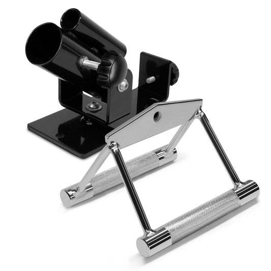 Yes4All Special Combo Tricep V Shaped Press Down Bar - Closed Handle Cable Attachments & Black T-Bar Row Platform Full 360°