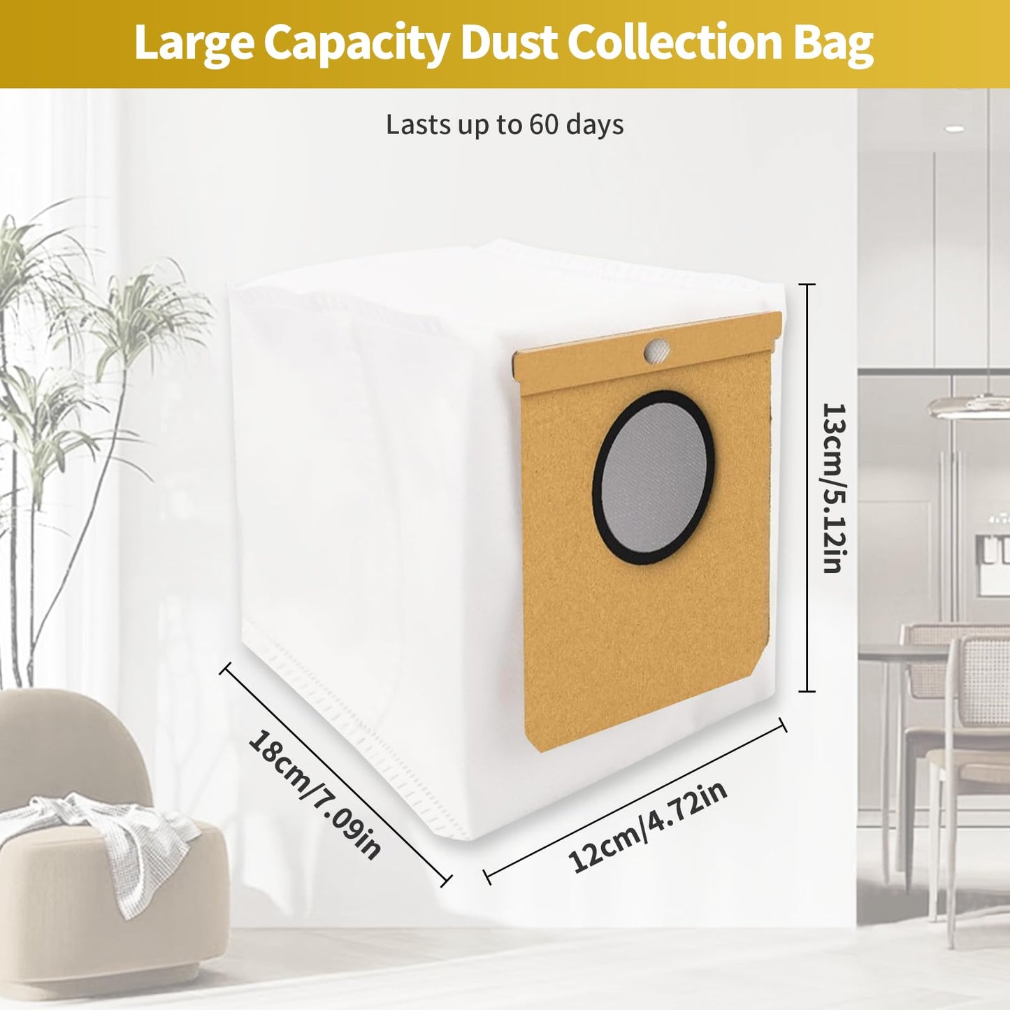 10 Pcs Dust Bag Replacement for Eufy L50, L60 Vacuum Cleaner Self-Empty Station,for Eufy L50SES/ L60 SES, Dust Bag for Conga Home 1000,8090 Ultra,9090AI, Haier H9 Plus Vacuum Cleaner