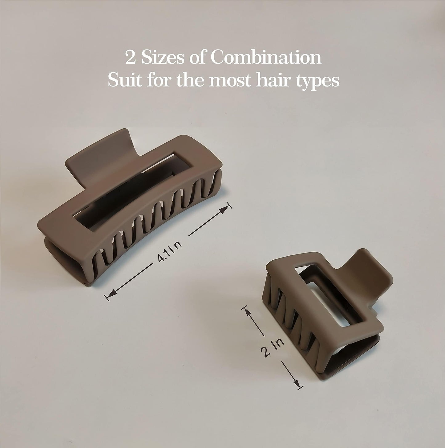 Nalodu Hair Claw Clips 4 Inch Large and 2 Inch Small Matte Square No Slip Rectangle Clip Multi-Colored for Thin and Thick Hair Women, 9 Pack