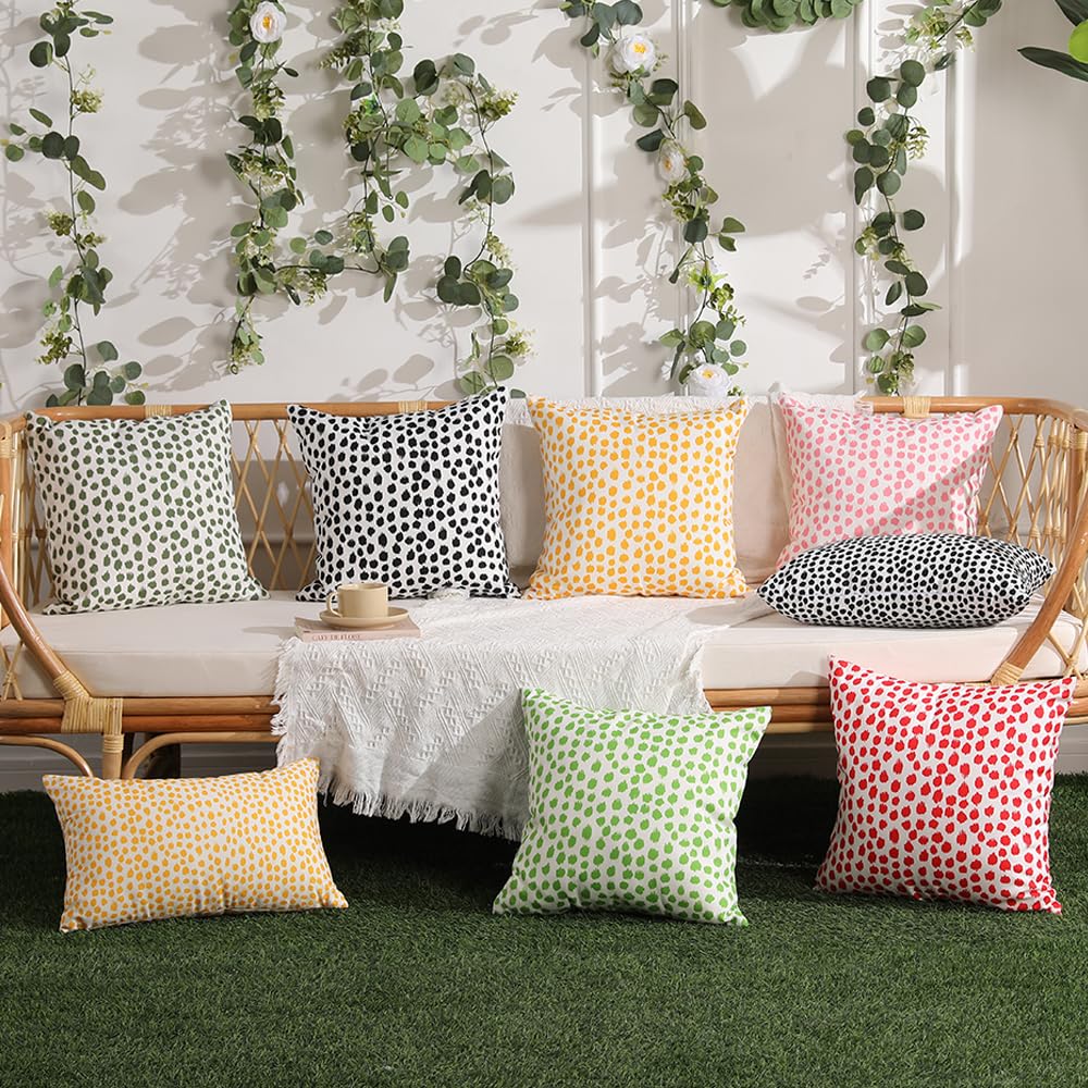 Allorry Outdoor Pillow Covers 18x18 Set of 2 Boho Design Blue Polka Dot Decorations Pillows Summer Outdoor Waterproof Patio Furniture Garden Porch Sofa Bed Cushion Covers Home Decor JB002-C18
