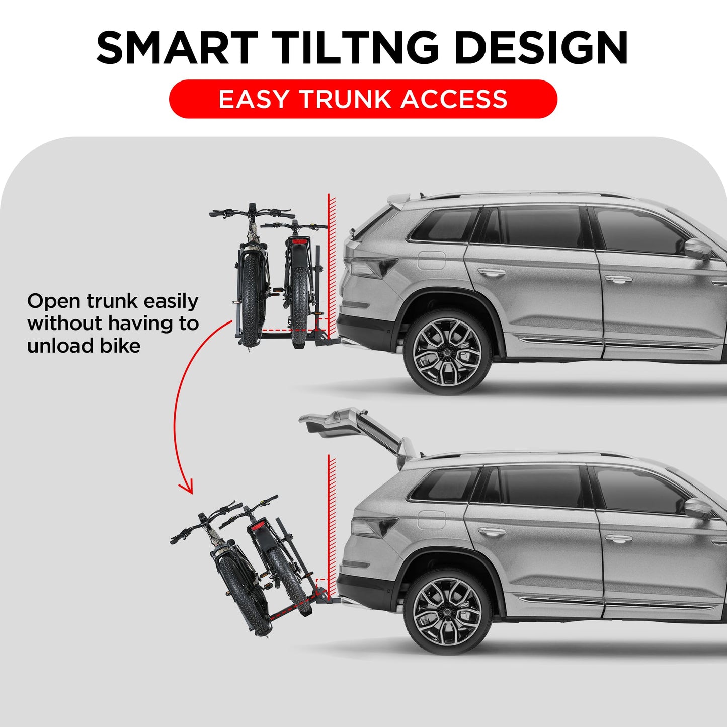 YOUNG ELECTRIC 200LBS EZ-FOLD Aluminum 2-Ebike Carrier with Ramp for Bikes and Electric Bike, Car SUV Truck Van RV and Trailer