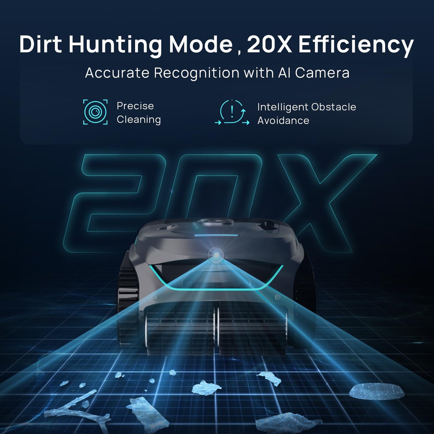 (2025 New) WYBOT C2 Vision Robotic Pool Vacuum with AI Camera, Ultra-Fine Filtration Pool Cleaners for Above&Inground Pools, Comprehensive 8 Mode, Wall Climbing, Smart Navigation, Gray