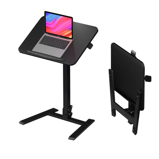 alawooder Mobile Folding Desk 25 Inch - No Assembly Sit-Stand Desk,Height Adjustable Rolling Laptop Desk, Space-Saving Portable Desk with Wheels for Home Office Craft & Study, Black
