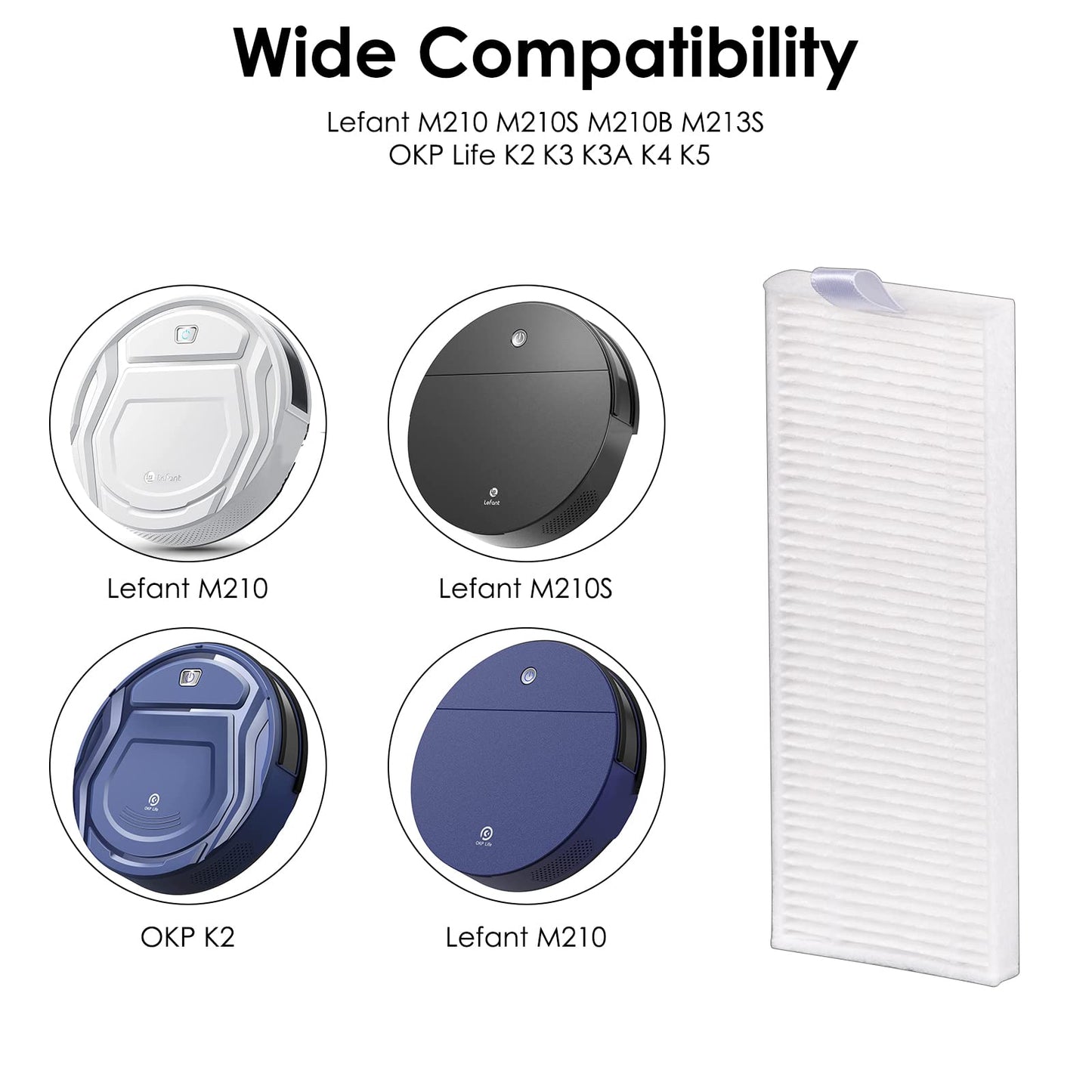 (12 Pieces) HEPA Filters Compatible With Lefant M210P M210 Pro M210B M213S M210S M210 M213, OKP Life K2 K3 K3A K4 K5 Robot Vacuum Cleaner Filter Kit, Replacement Parts Filters Accessories
