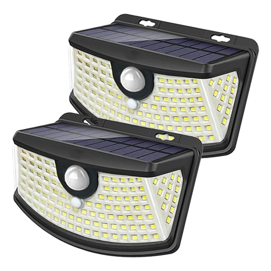Aootek New Solar Motion Sensor Lights 120 LEDs with Lights Reflector,270° Wide Angle, IP65 Waterproof, Step Lights for Front Door, Yard, Garage, Deck (Back Button 4-Pack)