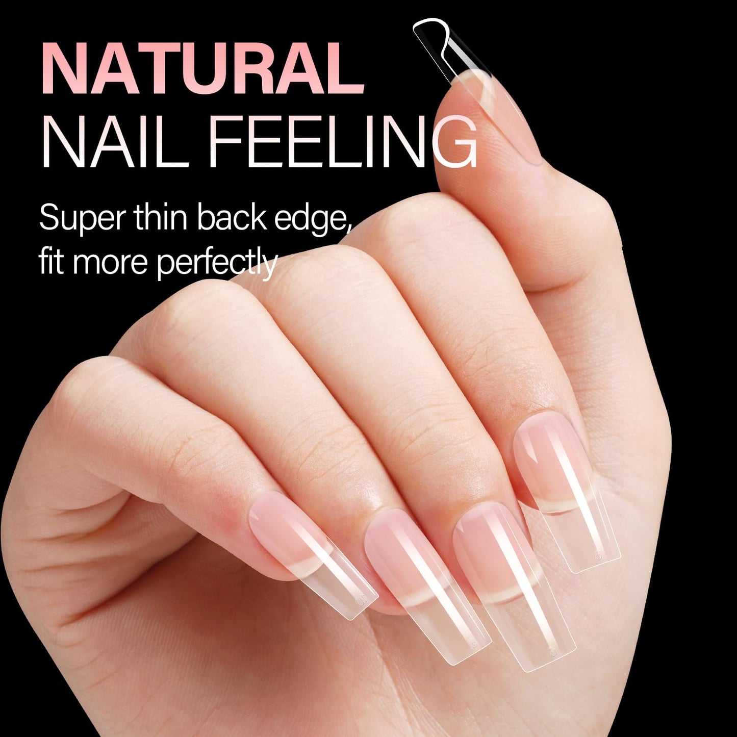 AILLSA Medium Square Nail Tips Full Cover Half Matte Tips Nail Clear Gelly Pre-Shaped Nail Tips Press On False Nail Tip Extension for Home DIY Manicure Salon 216PCS 12 Sizes