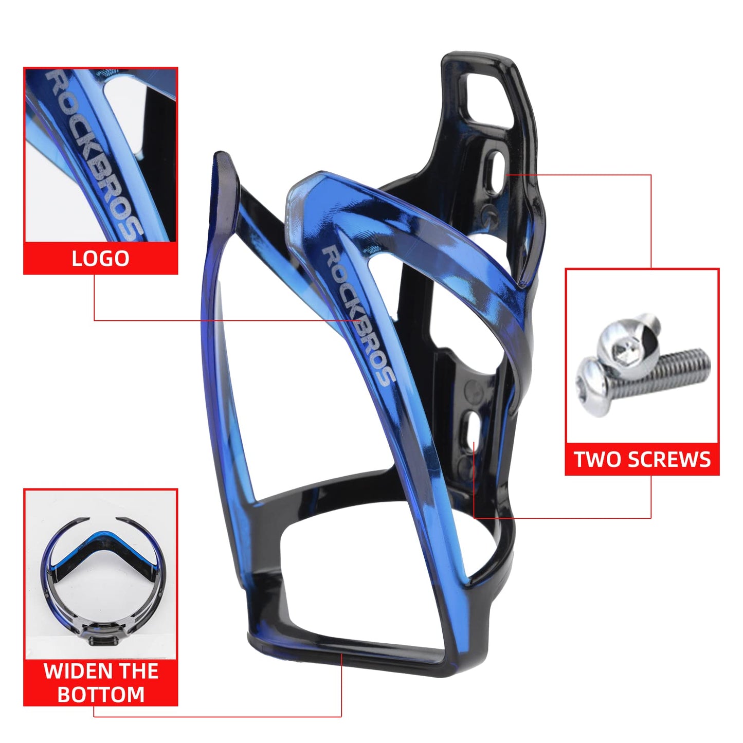 ROCKBROS Bike Water Bottle Holder Ultra-Light Bicycle Bottle Cages with Screws Tool, Universal Bike Cup Holder Rack for Road MTB Bikes…