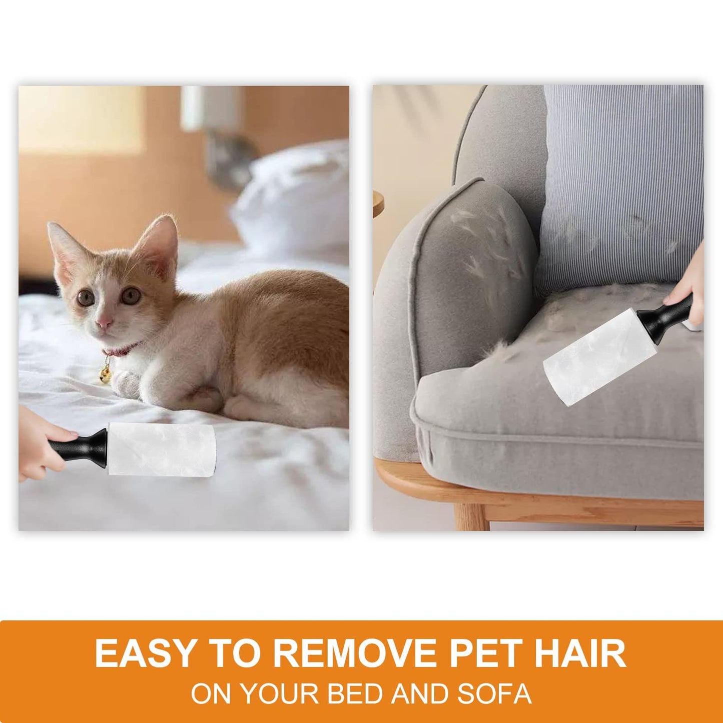 Cusbus Lint Rollers for Pet Hair - Extra Sticky, [450 Sheets/5 Refills] Lint Roller with 2 Upgraded Handles, Portable Lint Remover Brush for Dog & Cat Hair