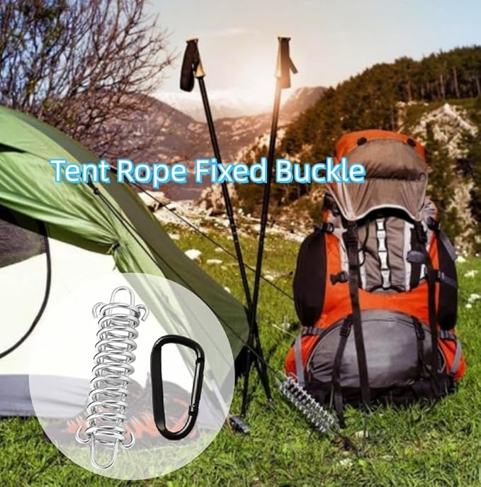 Dog Leash Metal Shock Absorbing Spring Buckle Portable Camping Tent Fixed Buckle Multi-Function Springs Buckle for Securing Tarps Tents Sunshade,Swing and Large Dogs Pets Train， with 8PCS Snap Hooks