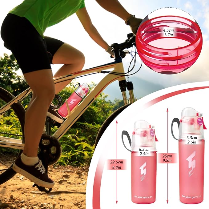 Linowos Drinking and Misting Sports Water Bottle, Non-Toxic BPA Free, Fast Water Flow Opens with 1-Click, Portable Leak-Proof Spray Cup for Cycling Fitness Camping Hiking Outdoor