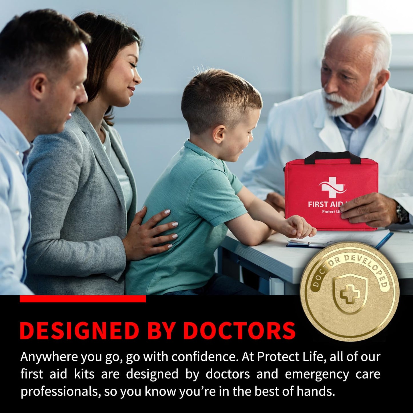 Protect Life First Aid Kit for Home/Business, HSA/FSA Eligible Emergency Kit - Medical First Aid Kit - Camping First Aid Kit Hiking - 200pcs