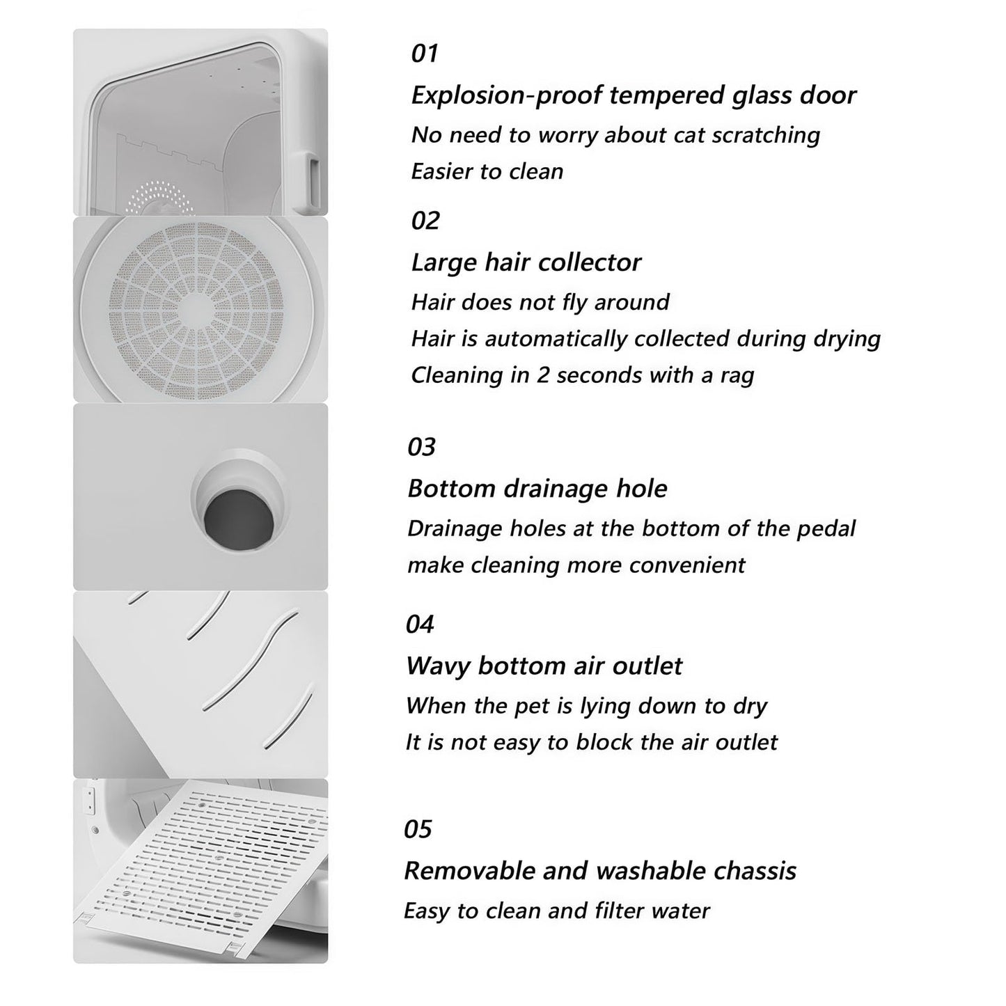 Low Noise 35dB Pet Dryer Machine for Dogs and Cats, Removable Soothing Window and Filter, Ionic Hair Dryer for Grooming