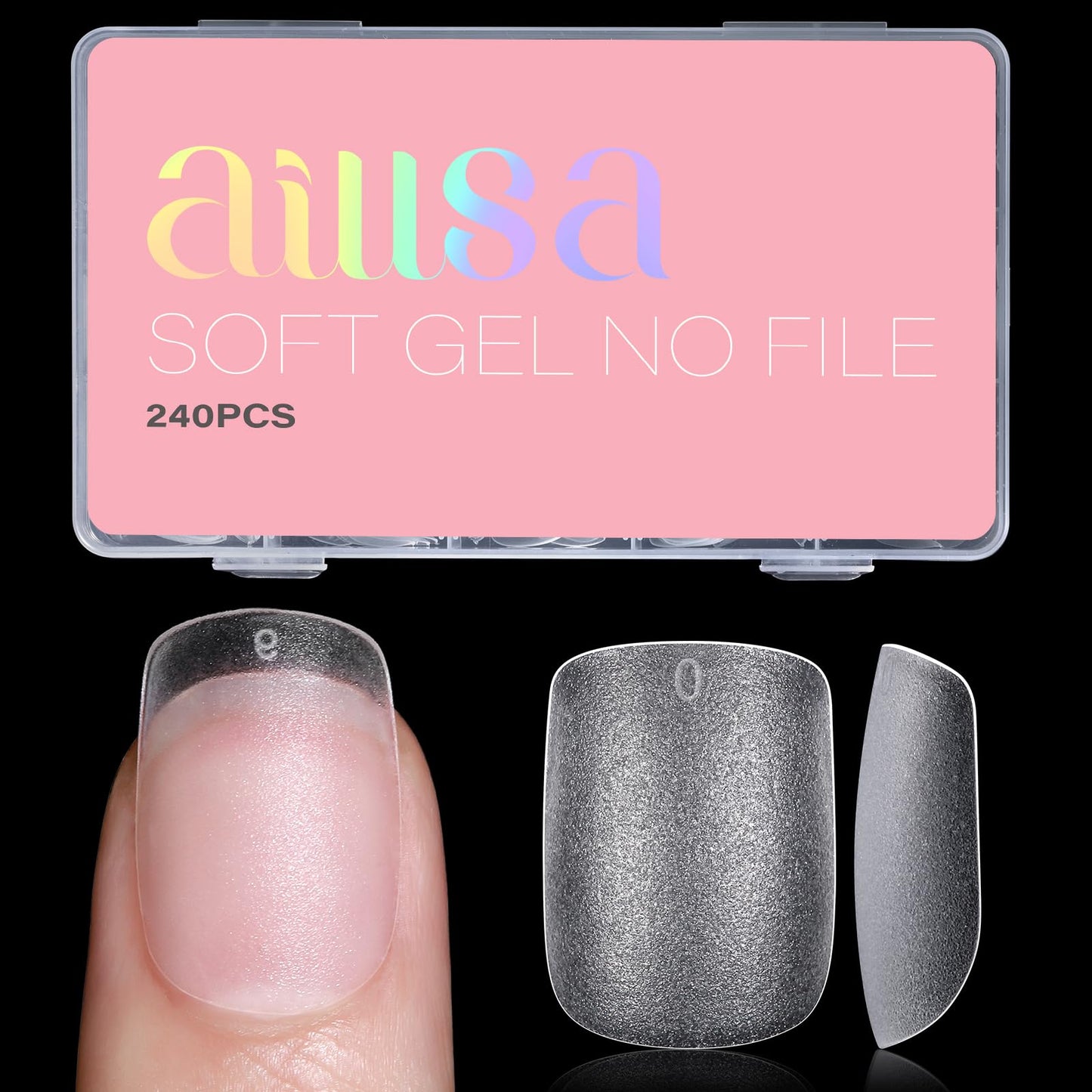 AILLSA Extra Short Square Nail Tips Gel XS Nails Tips Acrylic Press On Squoval Nail Tip 240 PCS False Full Cover Matte Nails Tip Kit 15 Sizes with Storage Box for Valentine's Day