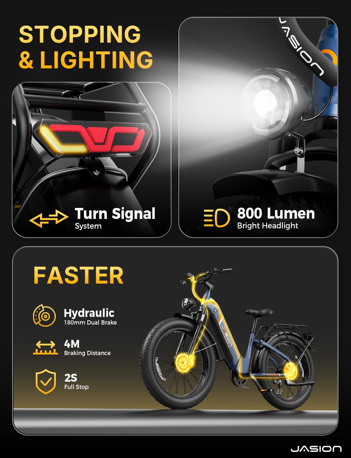 Jasion Thunder Electric Mountain Bike 2PCS, 1500W Peak Motor, 48V 18AH Removable Battery 30+MPH Ebike for Adults APP Control, Hydraulic Brake, Front Suspension, 26'' x 4'' Fat Tire Electric Bicycles B