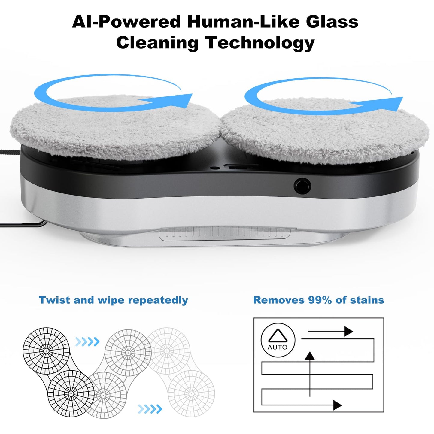 eTRY Smart Robot Window Cleaner, Auto Water Spray & AI Path Planning,Edge Detection & Remote Control, Window Cleaning Robot for Highrise Windows Glass Doors Inside & Outside