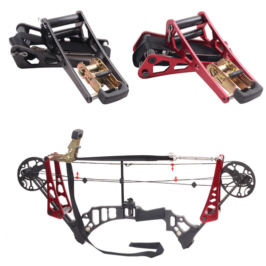 SOPOGER Archery Compound Bow Press - Portable Hand Held Bow Accessories for Compound Bow & Crossbow Aluminum Alloy Ratchet Bow Press Open Tool for Bow String Silencers Replacement (Black)