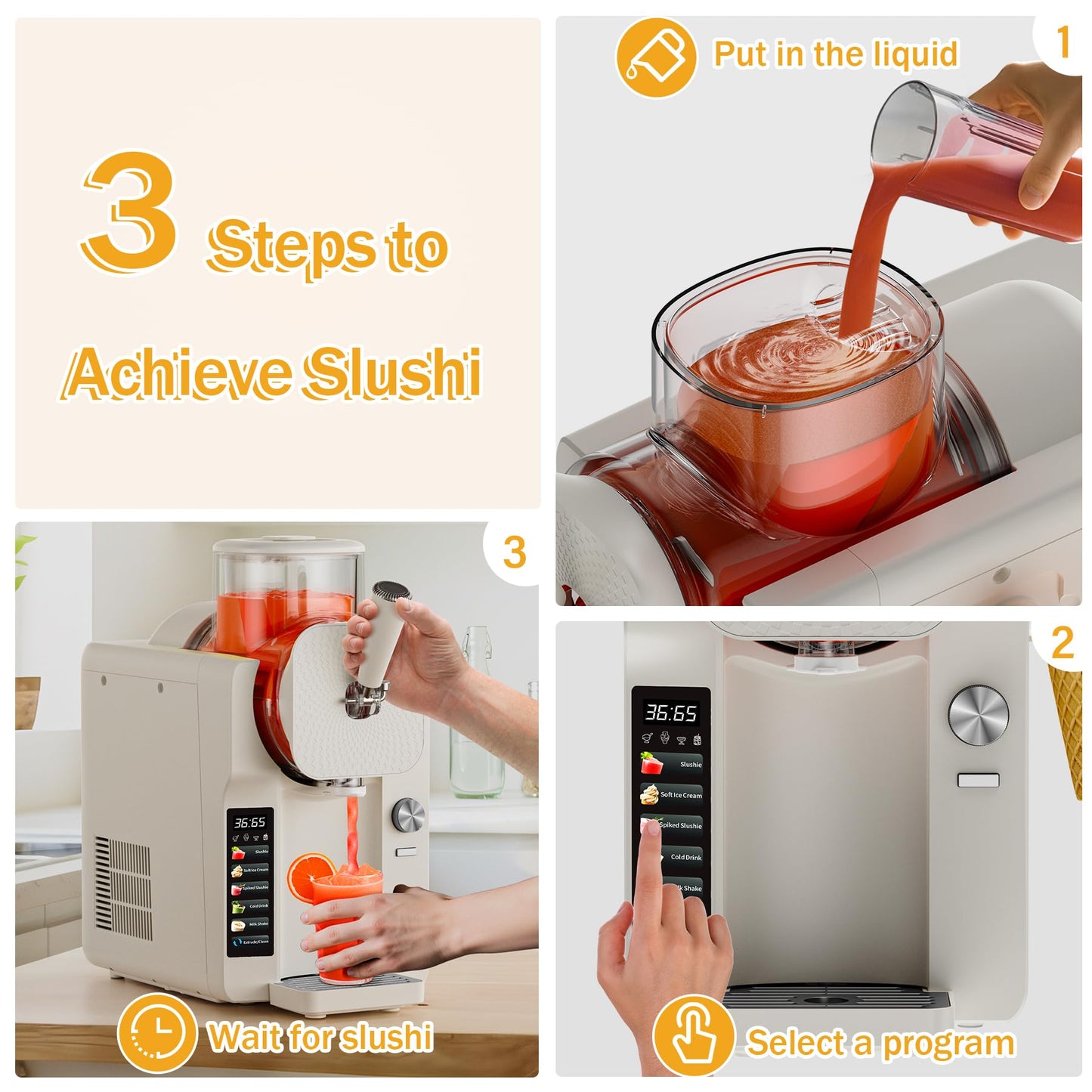 5-IN-1 Ice Cream & Slushie Maker Machine with LCD Display - 2L Large Capacity, Self-Cleaning, 12 Texture Levels for Soft Serve, Cocktails, Milkshakes, Home Party Bar (65dB Quiet)