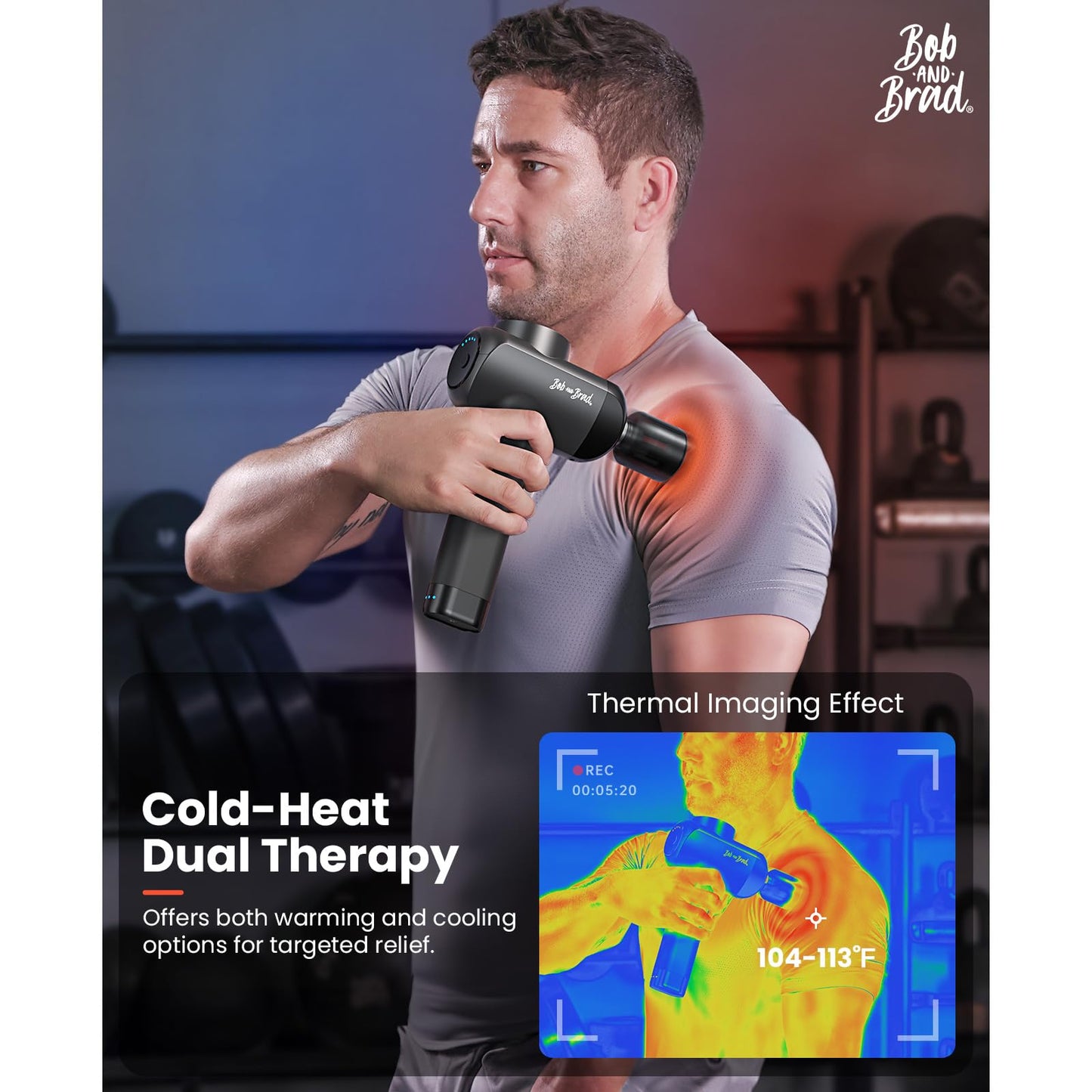 BOB AND BRAD X6 Pro Max Massage Gun with Heat-Cold and Metal Head Therapy, Percussion Deep Tissue Massager Gun for Athletes, Electric Muscle Massage Gun with 6 Replacements