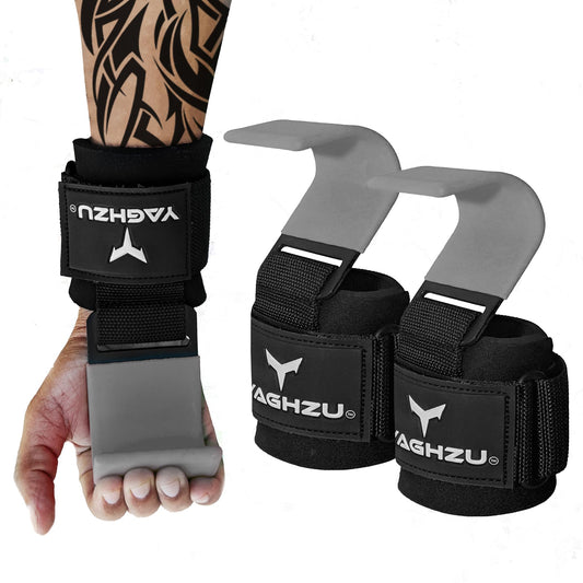 YAGHZU Weight Lifting Hooks, Padded Weight Lifting Straps Wrist Straps for Men and Women, Premium Deadlift Straps for Weightlifting and Powerlifting, Weight Lifting Gloves for Pull Ups