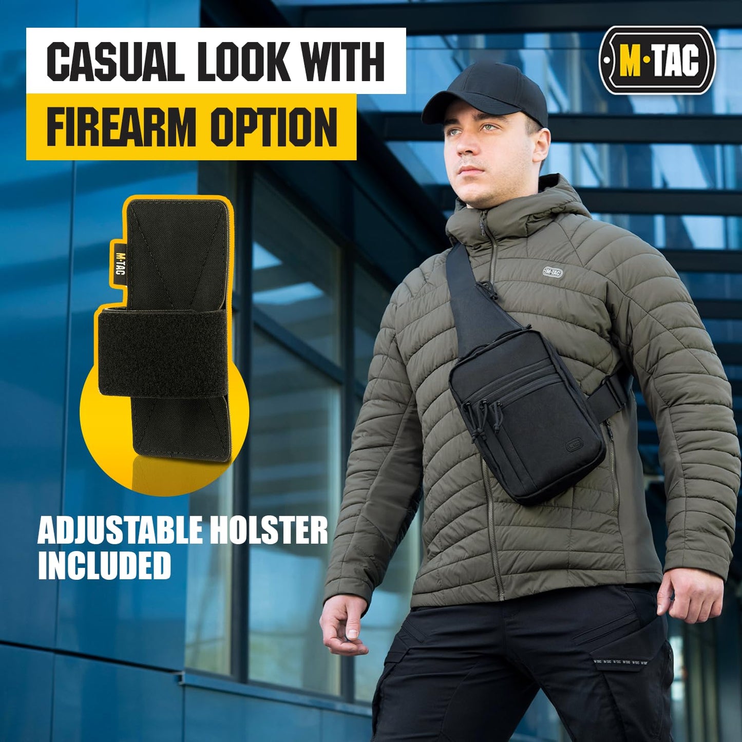 M-Tac Tactical Sling Bag for Men - Crossbody Concealed Carry Bag - Black Gen2 Mens Crossbody Holster Bag