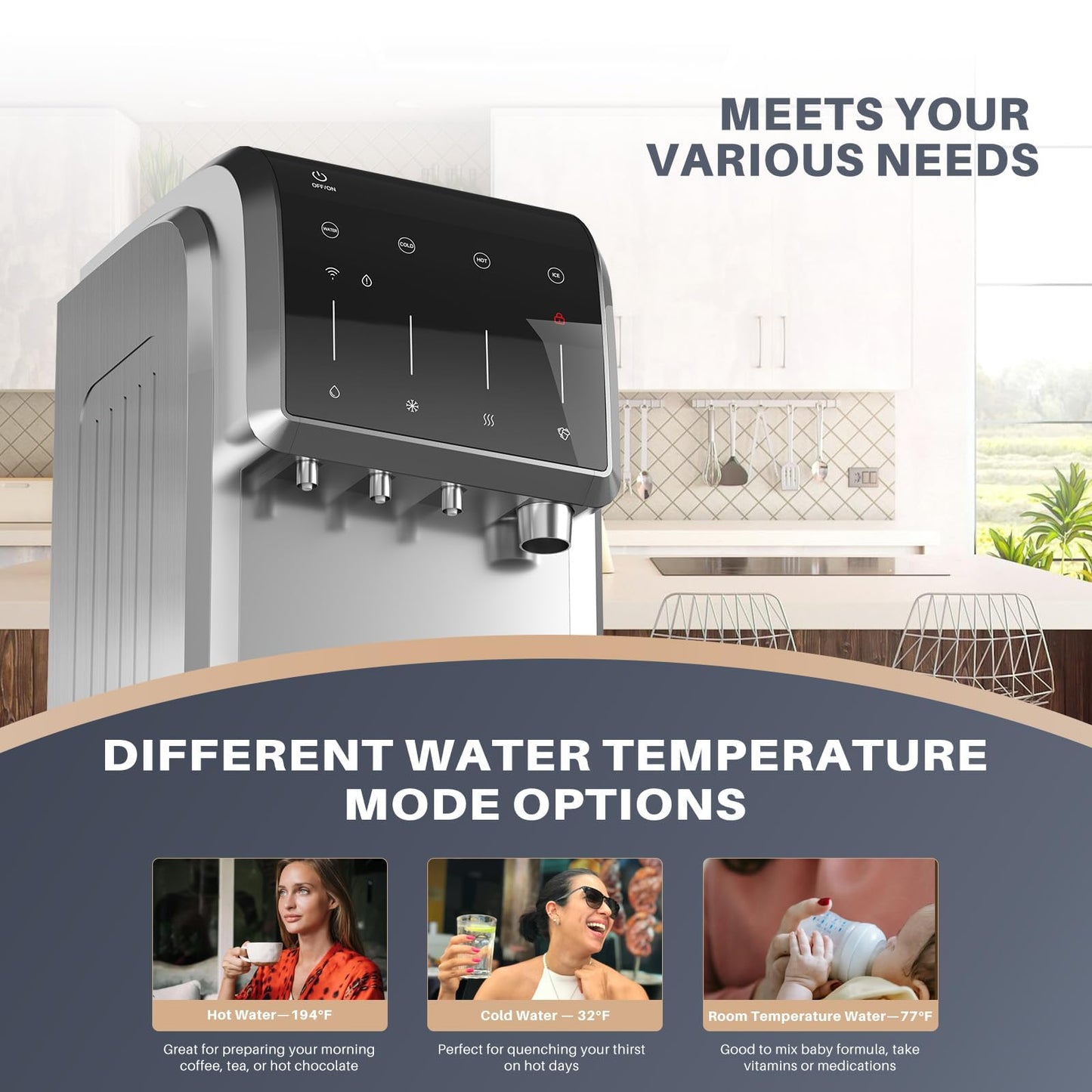 ICEPURE Multi-Function WiFi Water Cooler with Bullet and Crushed/Chewable Ice Maker, 5 Gallon Bottle Bottom Loading, Hot Cold Water Dispenser Built-in Ice Machine Combo, 35lbs/24H, Stainless Steel