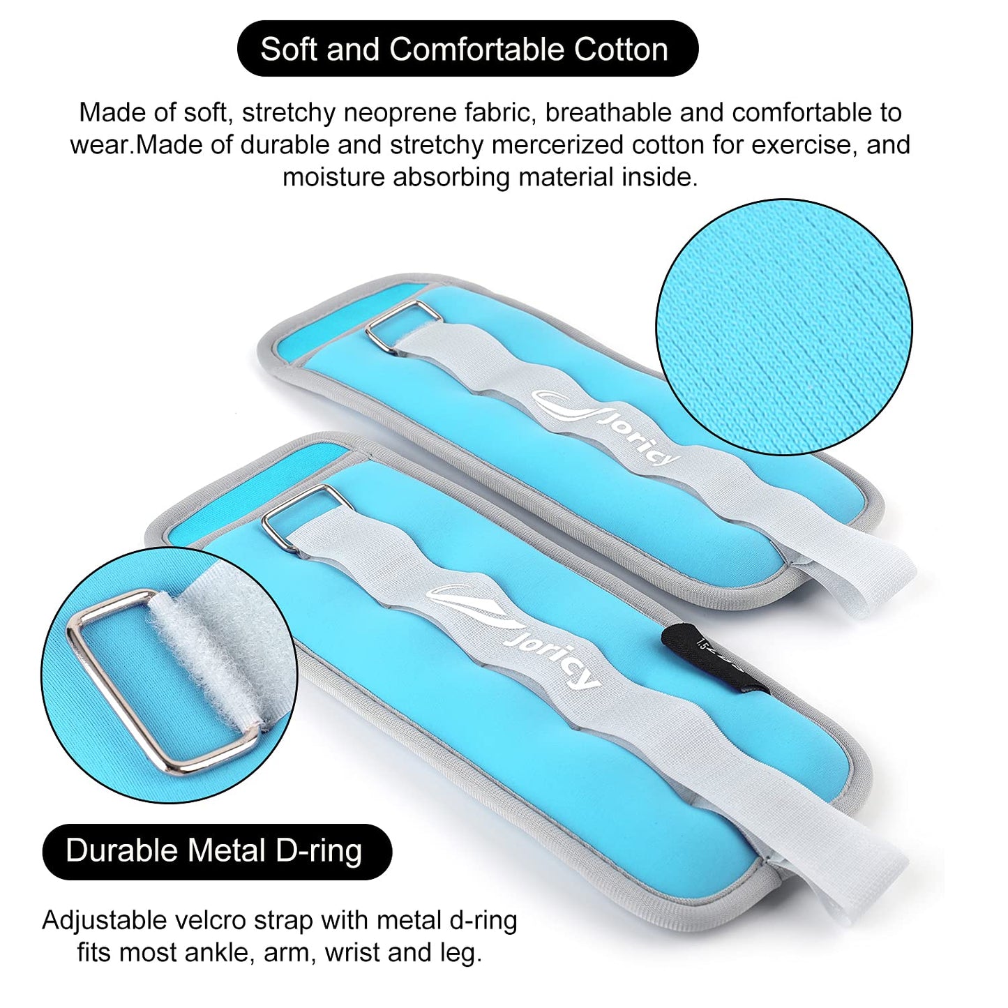 Ankle Weights, 5kg 1 Pair Wrist Leg Arm Weights for Women Men Kids Child with Adjustable Straps, Strength Weighted for Jogging, Running, Walking, Fitness, Gym Workout - Blue