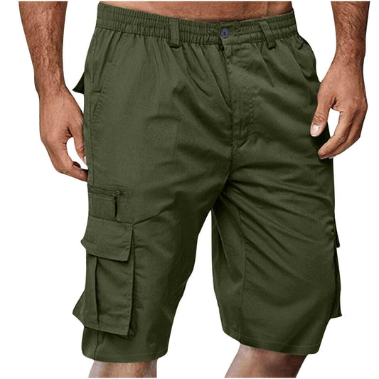 APIVOE Cargo Shorts for Men Summer Elastic Waist Shorts Lightweight Work Long Shorts Big and Tall Cargo Shorts with Pockets