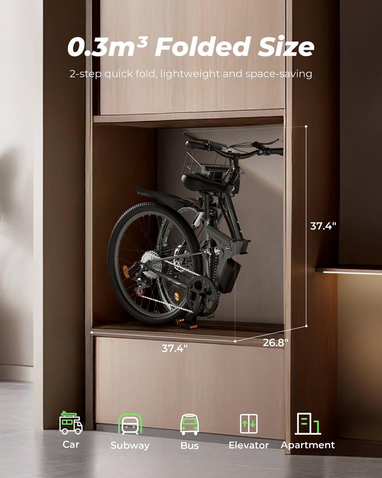 isinwheel M40 Folding Electric Bike for Adults 500W Ebike with Basket, Dual USB Charging Ports, Full Suspension, 7 Speed Gearshift, 20mph Foldable Electric Bicycles, 26" Electric Mountain Bike