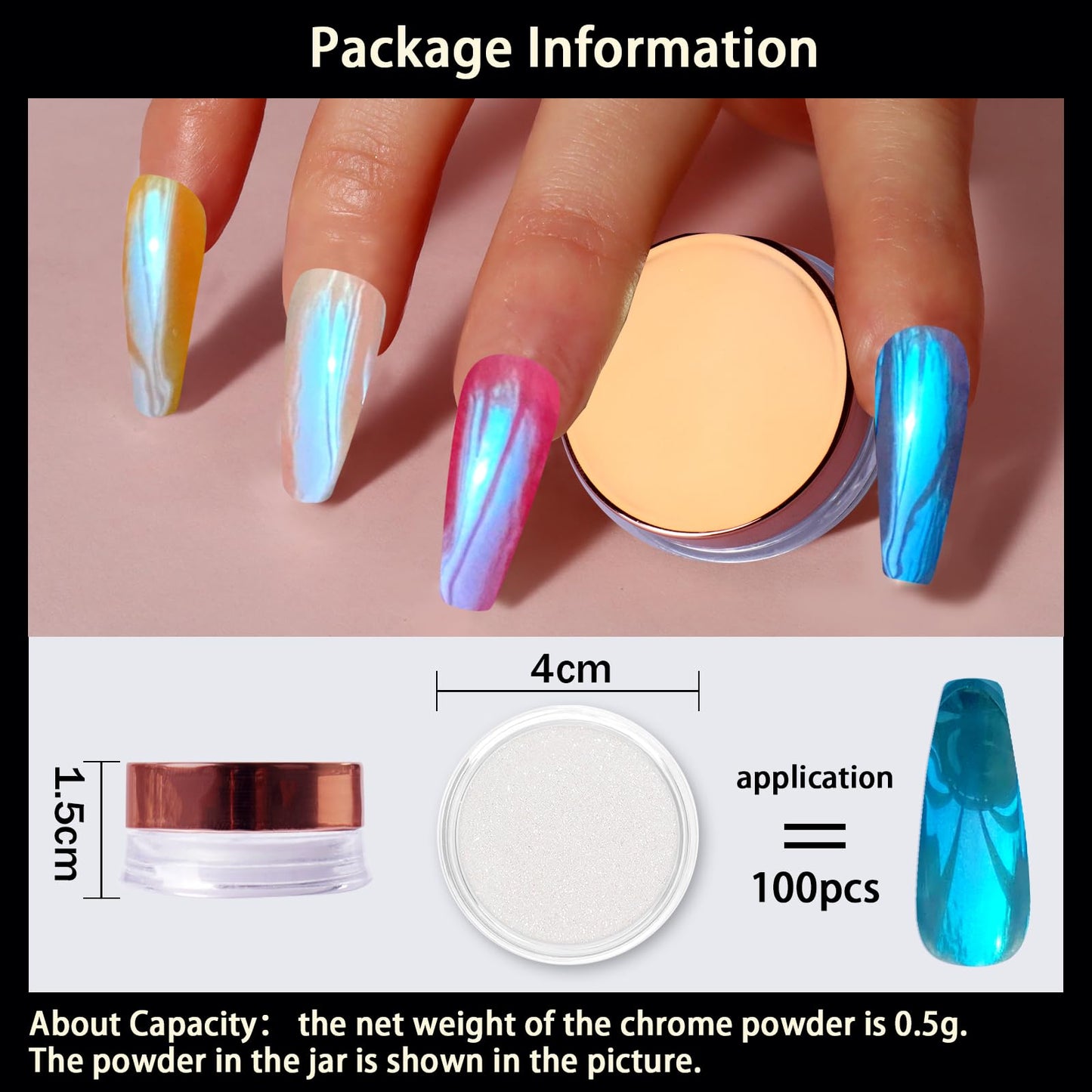 Allstarry Unicorn Chrome Nail Powder, Aurora Mermaid Iridescent White Pearl Nail Chrome Powder Pigment Glitter Fairy Dust for Nail Art, Manicure, Gel Nail Polish - Blue Aurora