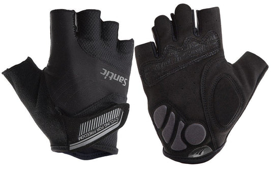 Santic Classic Fingerless Cycling Gloves with Shock-Absorbing Foam Pad Breathable Half Finger Moutain Bike Bicycle Riding Gloves for Men and Women Black S