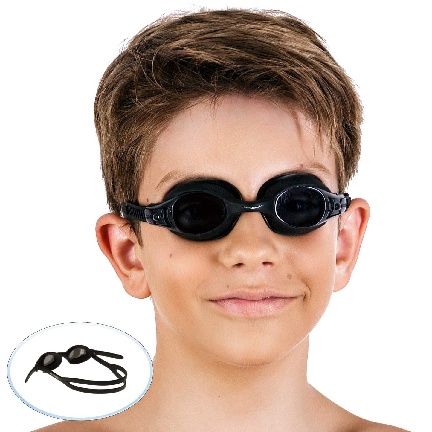 AqtivAqua Kids Swim Goggles Swimming Goggles for Kids Youth Childrens Boys Girls - Mirror Lenses (Black Color)