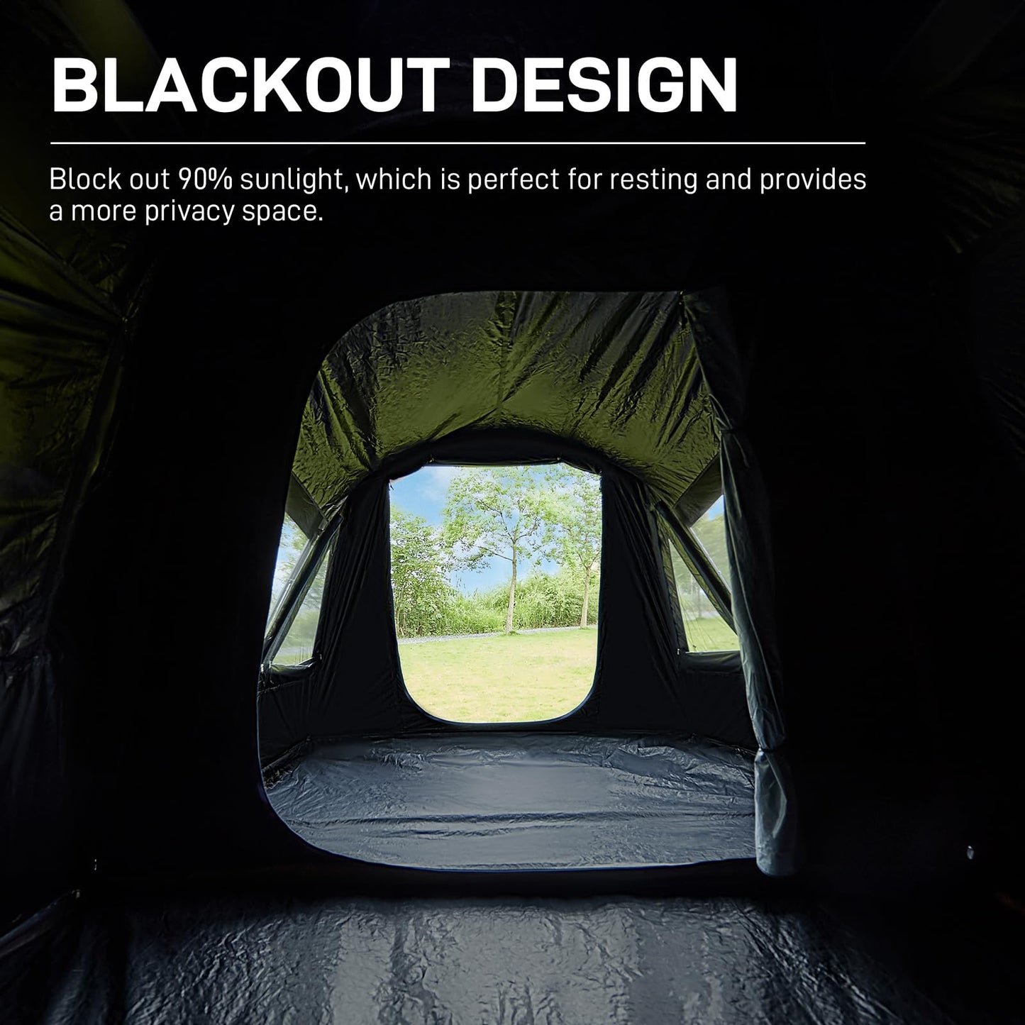 EVER ADVANCED 8 Person Blackout Cabin Tent, Camping Tent with Multi Room, Family Tent with Extra Porch and Rainfly, 2 Rooms Huge Portable with Carry Bag, Water Resistant