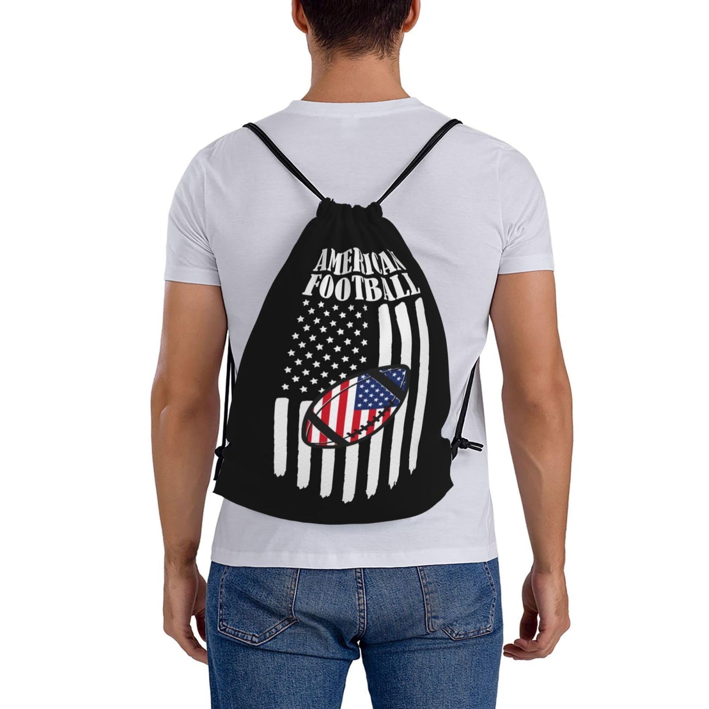 AIMASTZ American Football Unisex Drawstring Backpack Bag Sport Gym Swim Travel Sackpack