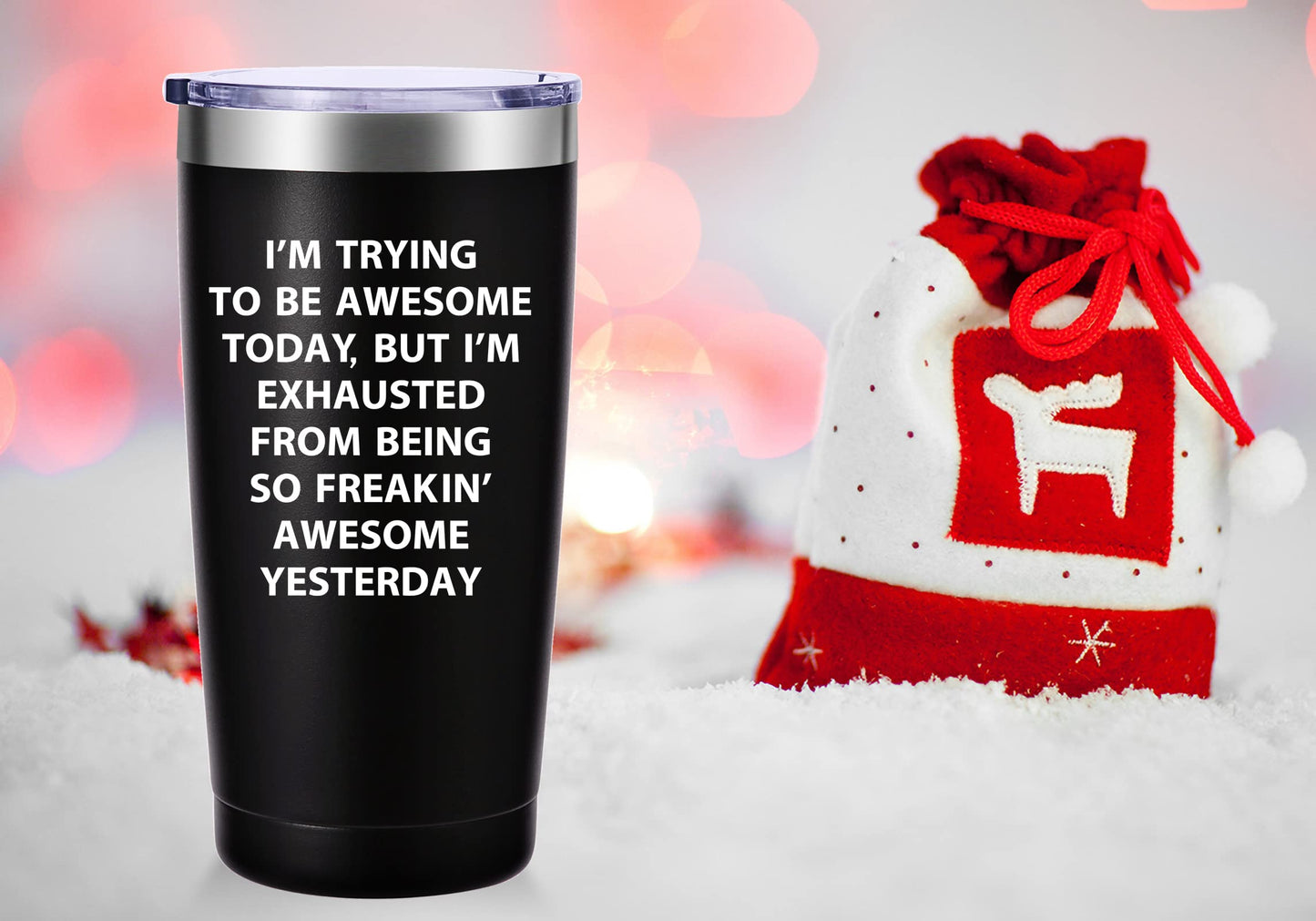 AMZUShome I'm Trying to Be Awesome Today Travel Mug Tumbler.Inspirational Gifts,Work Gifts for Boss,Coworker,Colleague,Dad,Mom.Birthday Christmas Gift for Men Women(20oz Black)