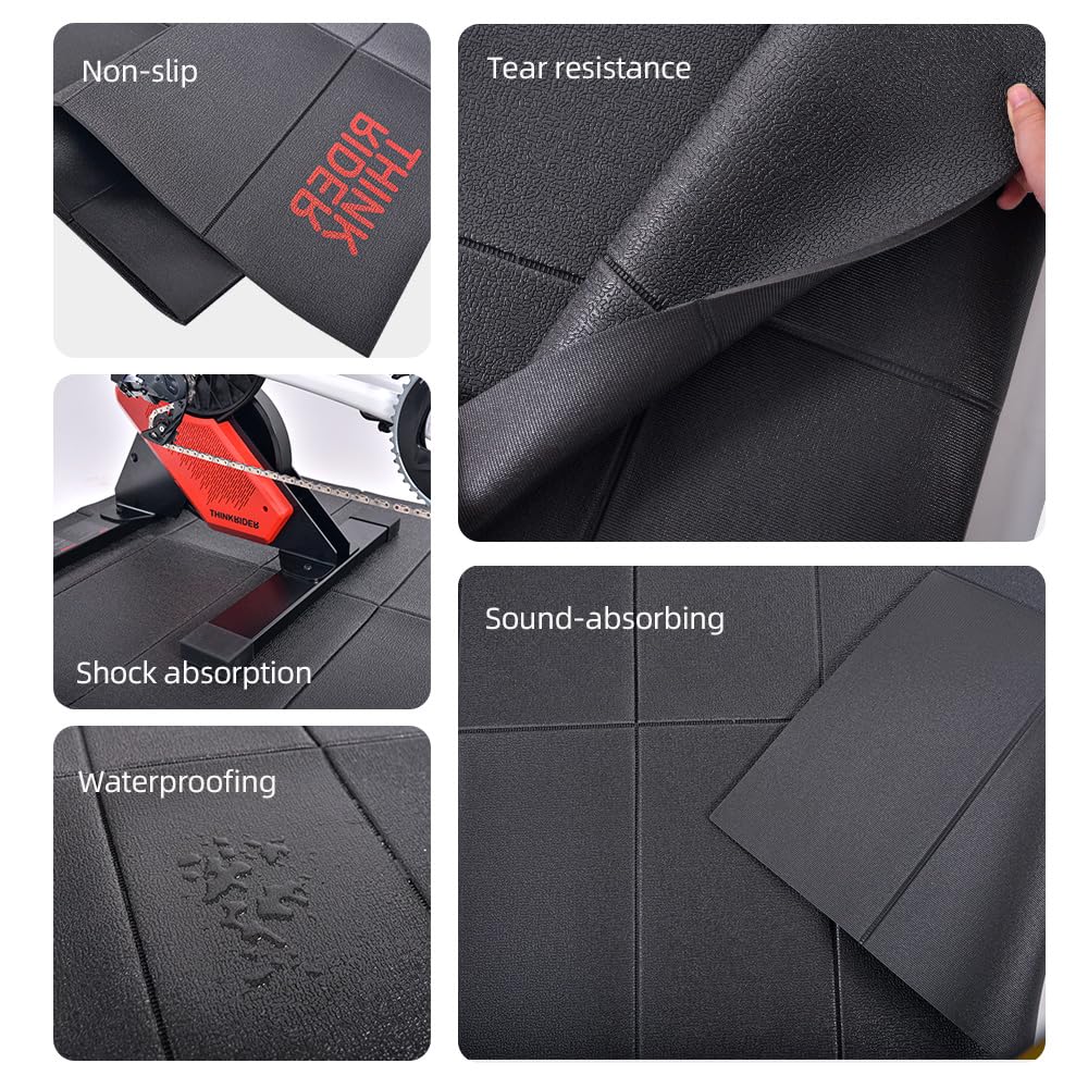 ThinkRider High Density Home Gym Treadmill Exercise Bike Trainer Mat, 6mm Thickness