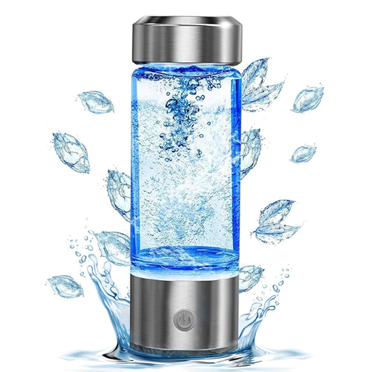 YTYOMUR 2025 New Hydrogen Water Bottle, Rechargeable Hydrogen-Rich Water Generator Machine with SPE PEM Technology,for Home Office Travel Fitness Drinking, Portable, Glass, Stainless Steel, 450ml