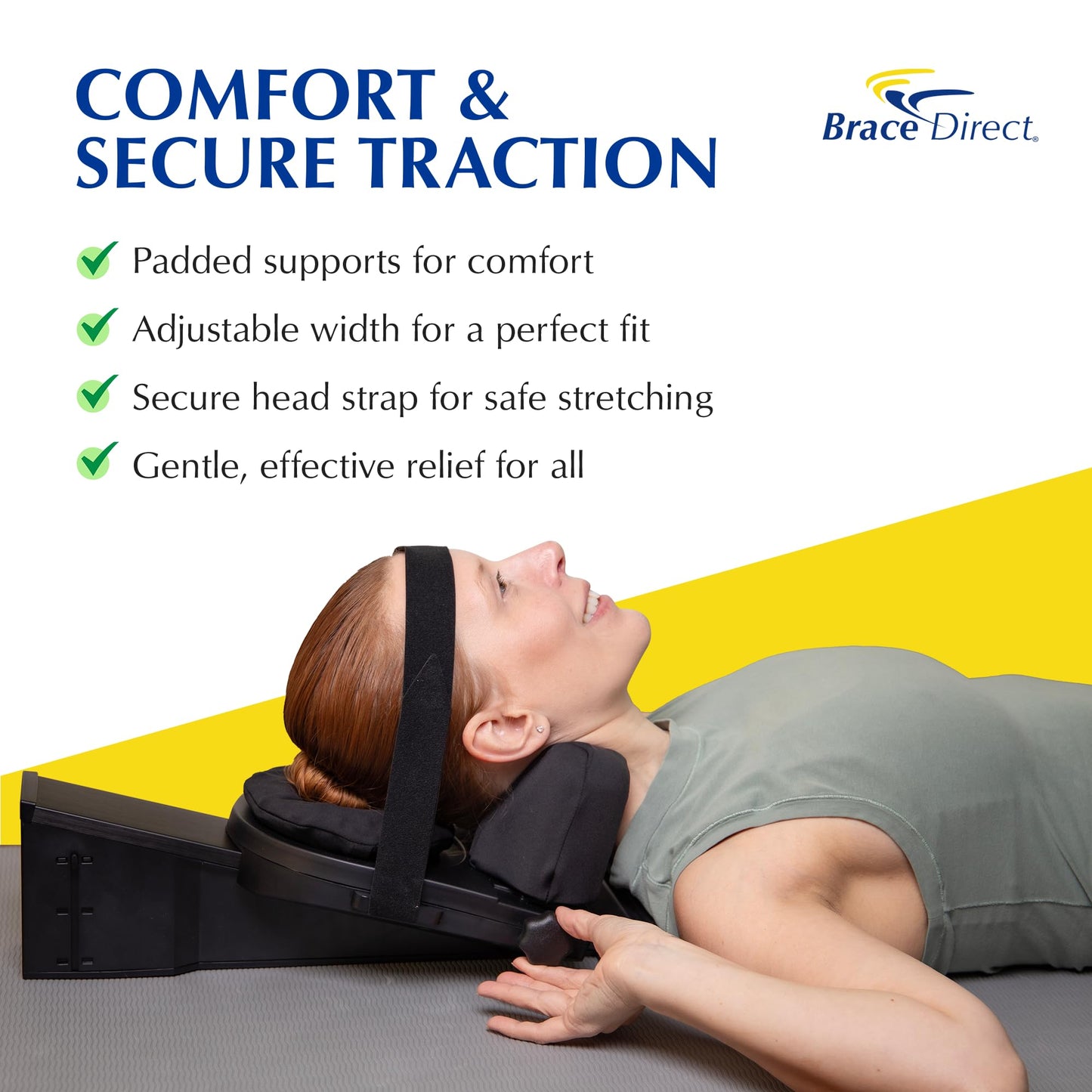 Brace Direct Cervical Traction Device - Spinal Decompression & Neck Pain Relief, Herniated Disc & Spondylosis Support with Hot Cold Therapy - E0849 (Portable - Adjustable Traction up to 40 lbs)
