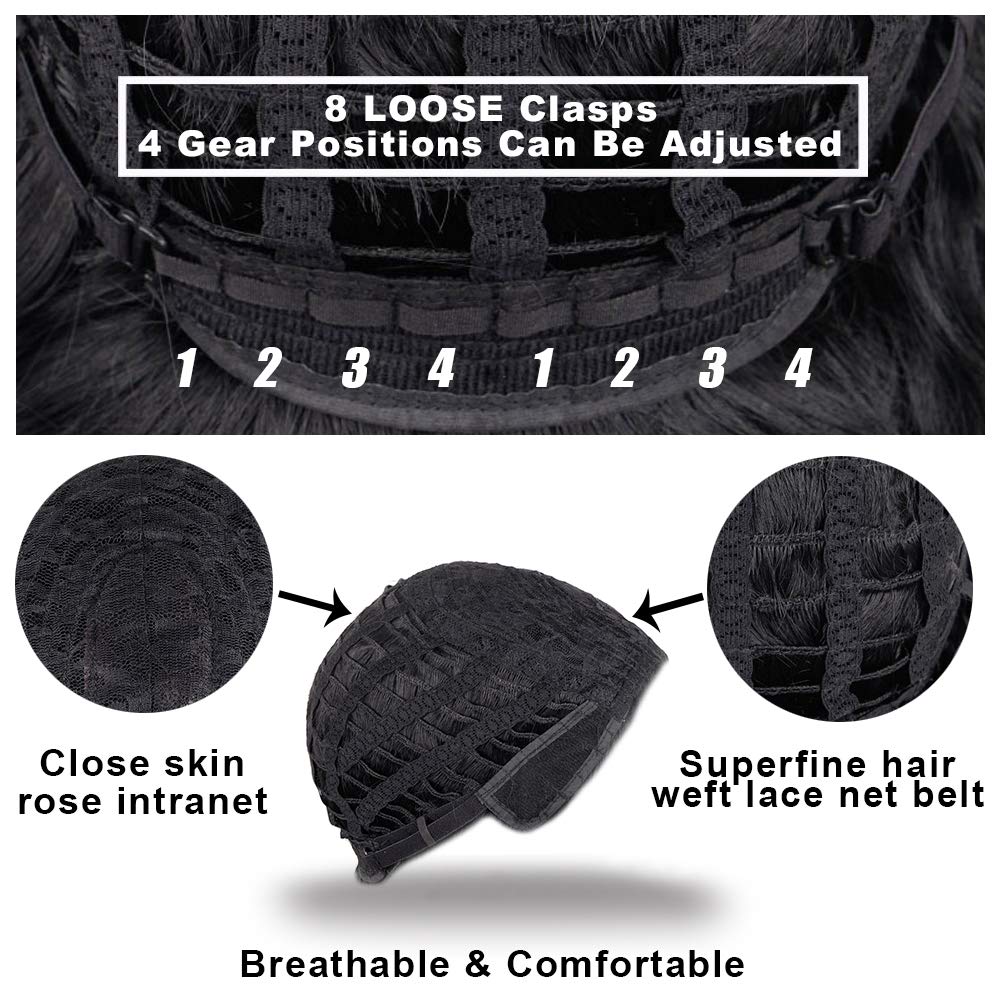 andromeda Short Curly Wigs for Black Women Soft Brown Blonde Big Curly Wig with Bangs Afro Kinky Curls Heat Resistant Daily Synthetic Wig for African American Women (T27)